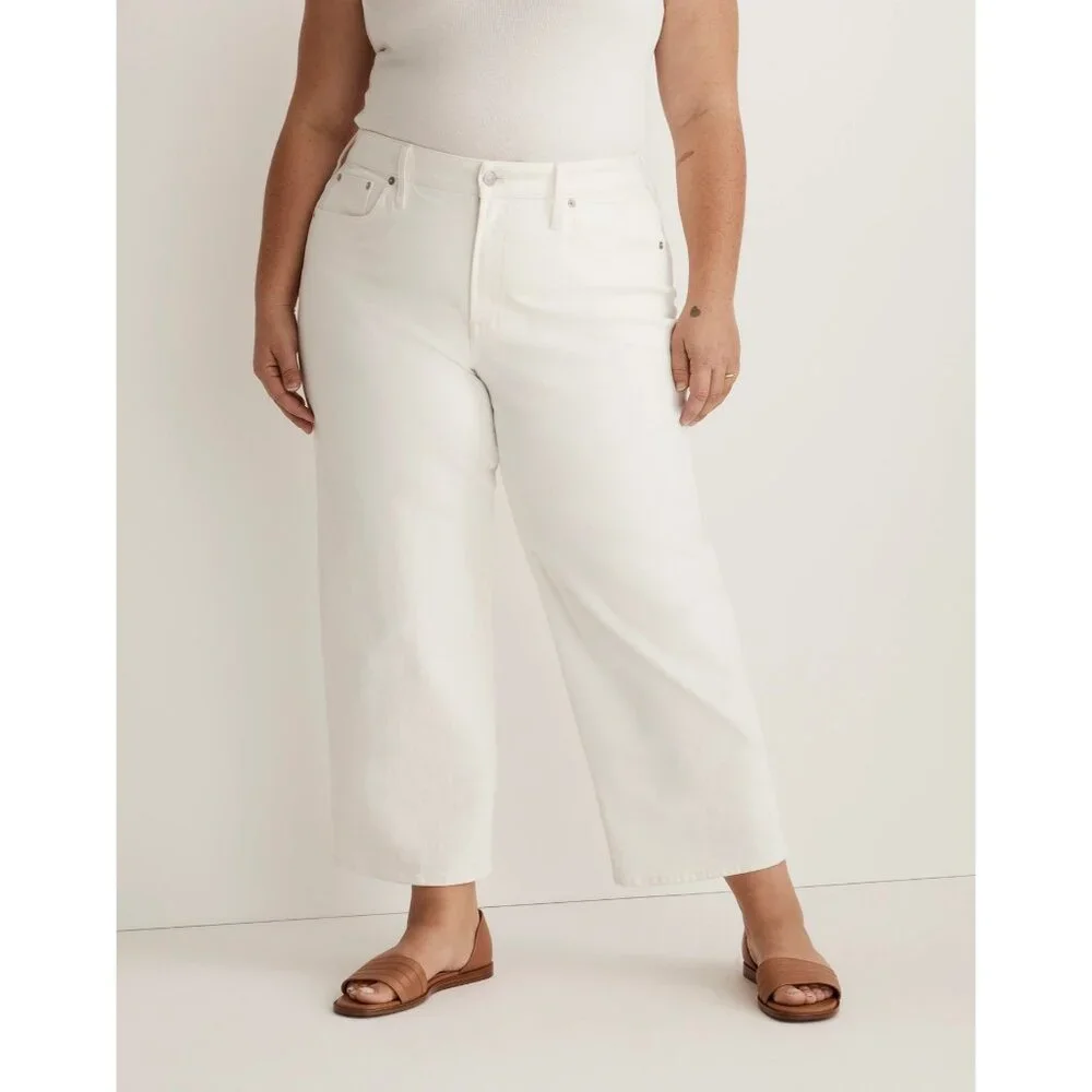 Madewell The Plus Perfect Vintage Wide-Leg Crop Jeans Womens Size 24W Tile White - Picture 5 of 16